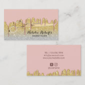 美容師バラ金ゴールド滴下金ゴールドグリッターサロン 名刺 (正面/裏面)