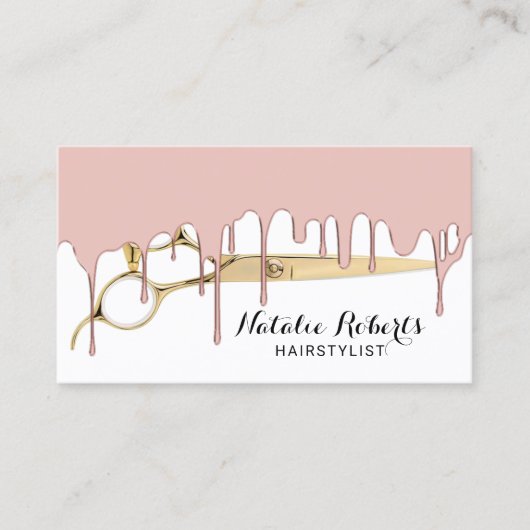 美容師バラ金ゴールド滴下金ゴールドシザーサロン 名刺 (正面)