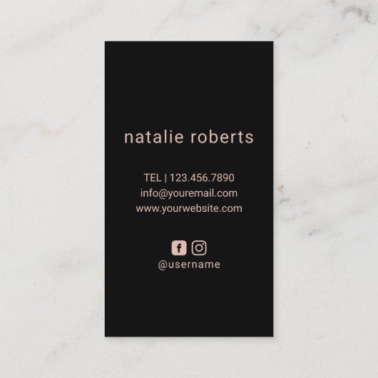 美容師バラ金ゴールド美しいロゴタイポグラフィ 名刺 (裏面)