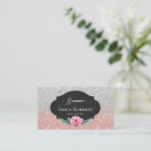 美容師バラ金ゴールド&シルバーグリッターヘアスロン 名刺 (スタンド正面)