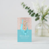 美容師バラ金ゴールド&ターコイズスプラッシュシザー 名刺 (スタンド正面)