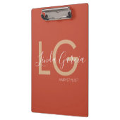 美容師バーントオレンジベージュモノグラムのポー クリップボード (左)