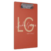 美容師バーントオレンジベージュモノグラムのポー クリップボード (右)