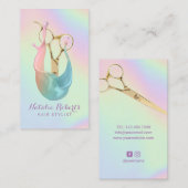美容師パステルユニコーンスプラッシュ金ゴールドシザー 名刺 (正面/裏面)
