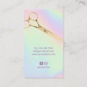 美容師パステルユニコーンスプラッシュ金ゴールドシザー 名刺 (裏面)