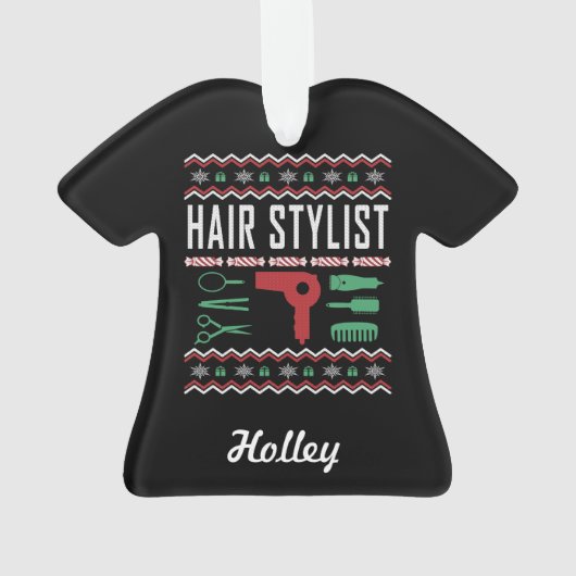 美容師パーソナライズされたの醜いクリスマスセーター オーナメント (裏面)