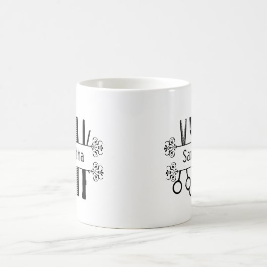 美容師パーソナライズされたはさみ美容師 コーヒーマグカップ (中央)