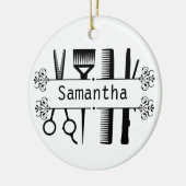 美容師パーソナライズされたはさみ美容師 セラミックオーナメント (左)