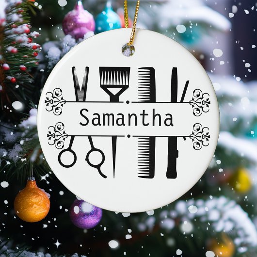 美容師パーソナライズされたはさみ美容師 セラミックオーナメント