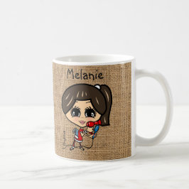 美容師パーソナライズされたマグカリカチャーブルネット コーヒーマグカップ