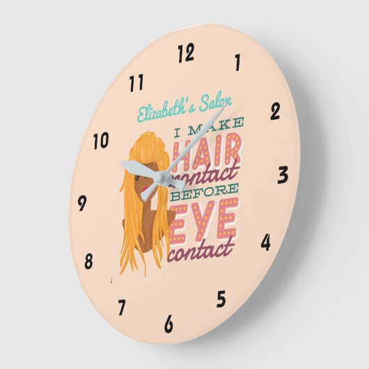 美容師パーソナライズされたレトロアフロサロンブロンド ラージ壁時計 (傾斜)