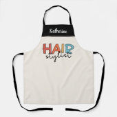 美容師パーソナライズされたレトロ美容師ギフト エプロン (正面)