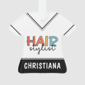 美容師パーソナライズされたレトロ美容師ギフト オーナメント (裏面)