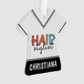 美容師パーソナライズされたレトロ美容師ギフト オーナメント (正面)