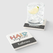 美容師パーソナライズされたレトロ美容師ギフト ストーンコースター (横)