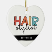 美容師パーソナライズされたレトロ美容師ギフト セラミックオーナメント (右)
