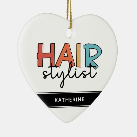 美容師パーソナライズされたレトロ美容師ギフト セラミックオーナメント (右)