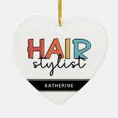 美容師パーソナライズされたレトロ美容師ギフト セラミックオーナメント (正面)