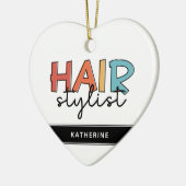 美容師パーソナライズされたレトロ美容師ギフト セラミックオーナメント (左)