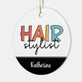 美容師パーソナライズされたレトロ美容師ギフト セラミックオーナメント (左)
