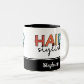 美容師パーソナライズされたレトロ美容師ギフト ツートーンマグカップ (正面右)