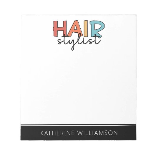 美容師パーソナライズされたレトロ美容師ギフト ノートパッド (正面)