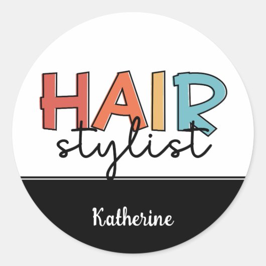 美容師パーソナライズされたレトロ美容師ギフト ラウンドシール (正面)