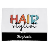 美容師パーソナライズされたレトロ美容師ギフト ラージペーパーバッグ (正面)