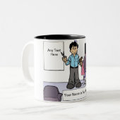 美容師パーソナライズされた – 男性の漫画 ツートーンマグカップ (正面左)