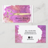 美容師パープルグラムグリッター美しいサロン 名刺 (正面/裏面)