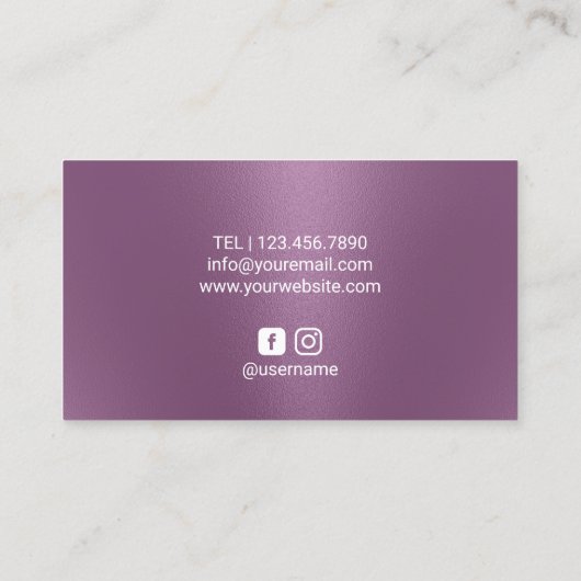 美容師パープルグリッタードリプス美しいサロン 名刺 (裏面)