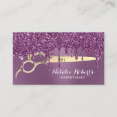 美容師パープルグリッタードリプス美しいサロン 名刺 (正面)