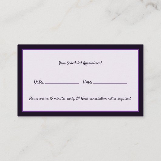 美容師パープルビジネスカード 名刺 (裏面)