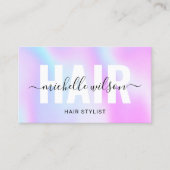 美容師パープルホログラフィックタイポグラフィサロン 名刺 (正面)