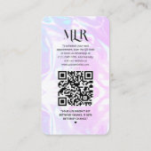 美容師ビューティシアンエステティックパープルマーブル 名刺 (裏面)