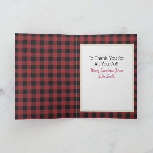 美容師ビューティシアンクリスマスサンキューカード カード (内部)