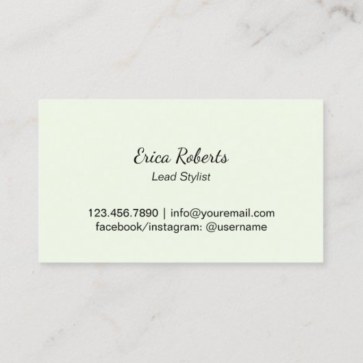 美容師ビーチをテーマにしたパームツリーズモダンサロン 名刺 (裏面)