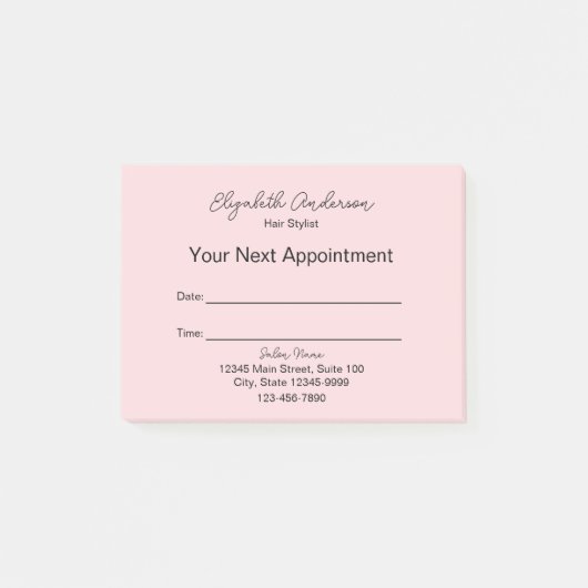 美容師ピンクと黒あなたの次のアポイントメント ポストイット (正面)