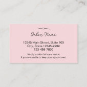 美容師ピンクと黒の名前のスクリプト 予約カード (裏面)