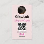 美容師ピンクインスタグラムQRコードフォト 名刺 (正面)
