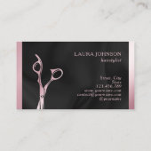 美容師ピンクグリッターはさみ美しいサロン 名刺 (裏面)