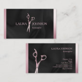 美容師ピンクグリッターはさみ美しいサロン 名刺 (正面/裏面)