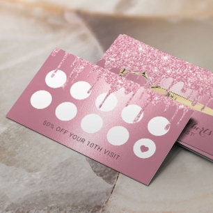 美容師ピンクグリッタードリップスサロンロイヤリティ ロイヤリティカード