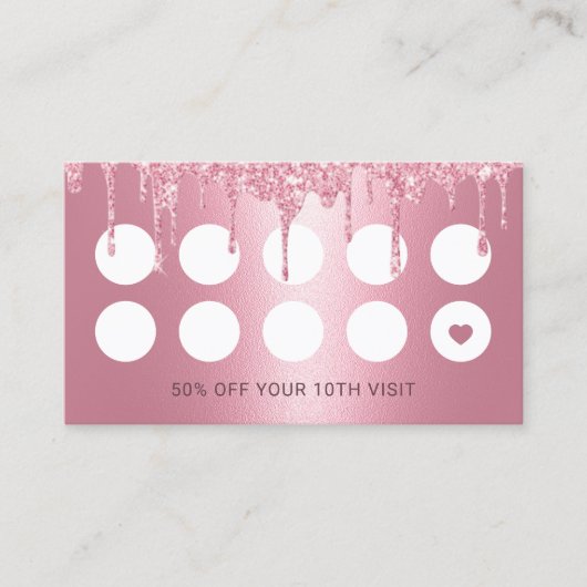 美容師ピンクグリッタードリプスサロンロイヤリティ ロイヤリティカード (正面)