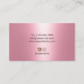 美容師ピンクグリッタードリプス美しいサロン 名刺 (裏面)