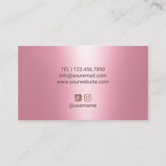 美容師ピンクグリッタードリプス美しいサロン 名刺 (裏面)