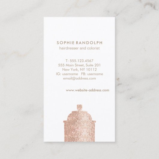 美容師ピンクシークインスプレー缶 名刺 (裏面)