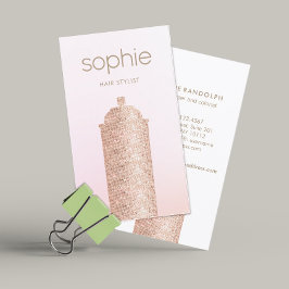 美容師ピンクシークインスプレー缶 名刺