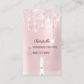 美容師ピンクドリップスグリッターコーファールハサミ 名刺 (裏面)