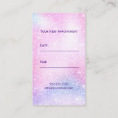 美容師ピンクパープルグラデーショングリッターアポイントメント 予約カード (裏面)
